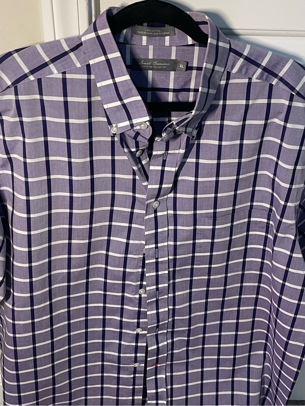 Daniel Cremieux 100% Cotton Gray Check Shirt Short Sleeve Casual Shirt